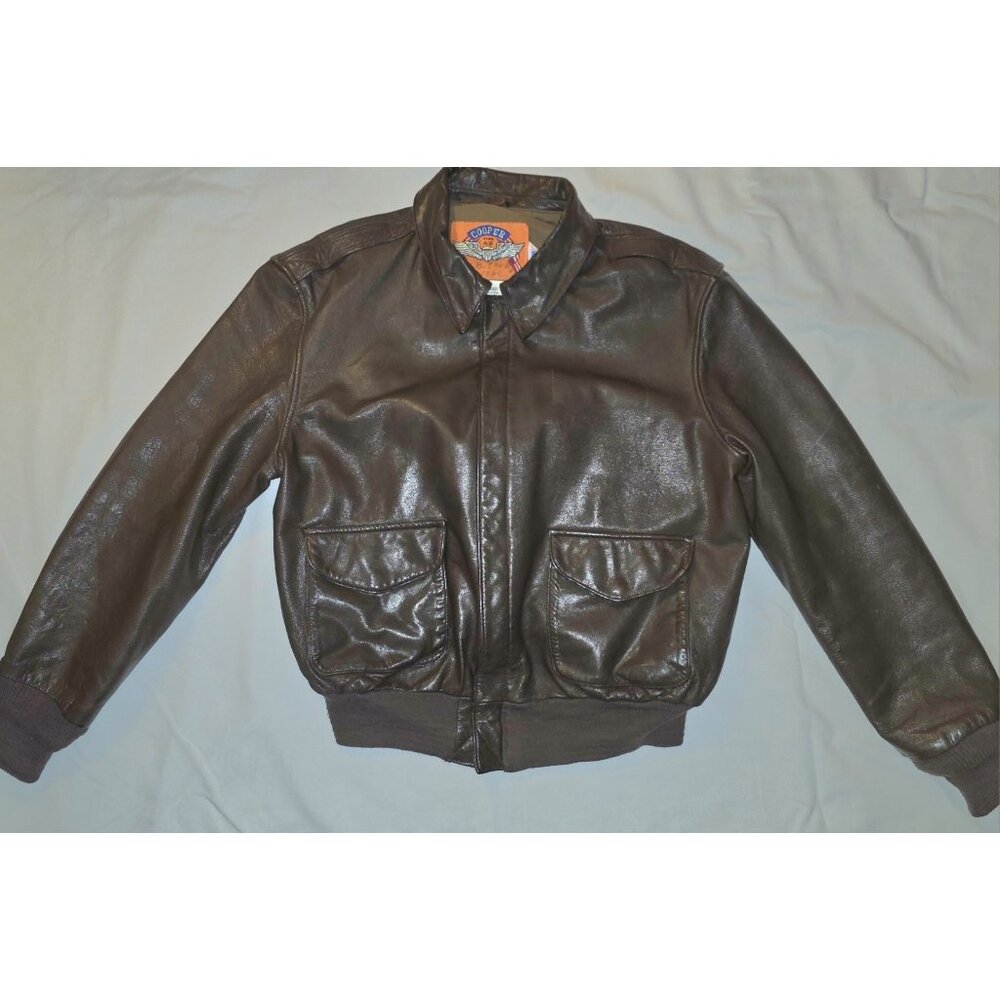 VTG Cooper A-2  US Air Force Bomber Leather Goatskin Jacket size 44R Brown EUC